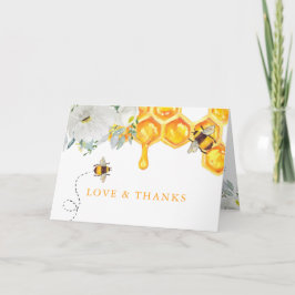Tarjeta De Agradecimiento Floral Honeycomb Bumble Bee Baby Shower Gracias