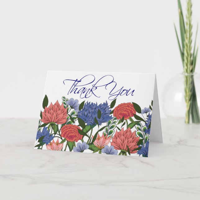 Tarjeta de agradecimiento floral india (Anverso)