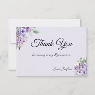 Tarjeta de agradecimiento floral lavanda Quinceane
