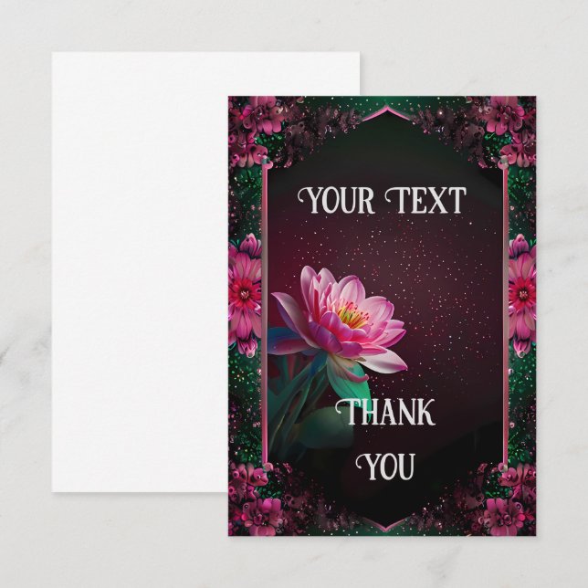 Tarjeta De Agradecimiento "Floral Lotus Boda Suite | Starry Night Romance (Anverso / Reverso)