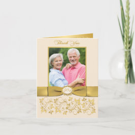 TARJETA DE Agradecimiento Floral Marfil Dorado con