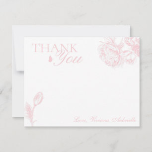 Tarjeta de agradecimiento floral mariposa rosa y b