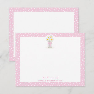 Tarjeta De Agradecimiento Floral Mason Jar Chica Bow Rosa Stationery