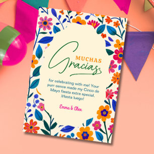 Tarjeta De Agradecimiento floral mexicano MUCHAS GRACIAS - GRACIAS