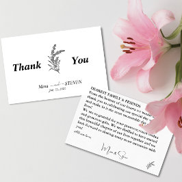 Tarjeta de agradecimiento floral minimalista en bl