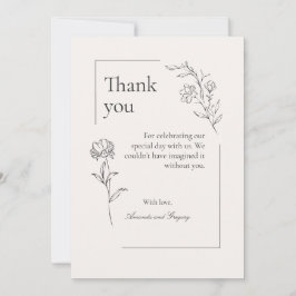 Tarjeta de agradecimiento floral moderna