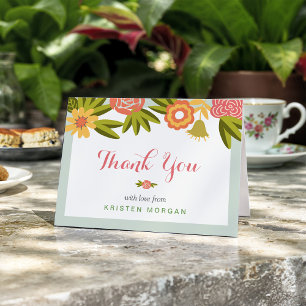 Tarjeta de agradecimiento floral moderna con jardí
