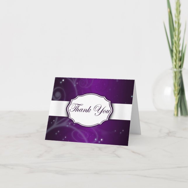 Tarjeta De Agradecimiento Floral morada y blanca (Anverso)