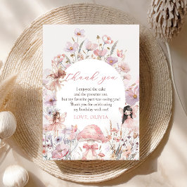 Tarjeta De Agradecimiento Floral Mushroom Fairy First Birthday