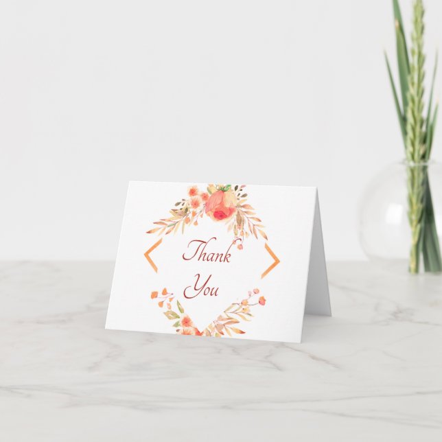 Tarjeta de agradecimiento floral naranja (Anverso)