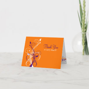 Tarjeta de agradecimiento floral naranja púrpura b