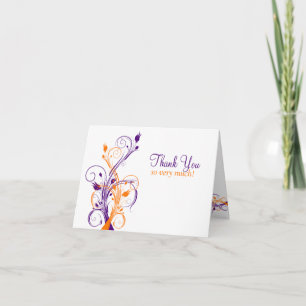 Tarjeta de agradecimiento floral naranja púrpura b