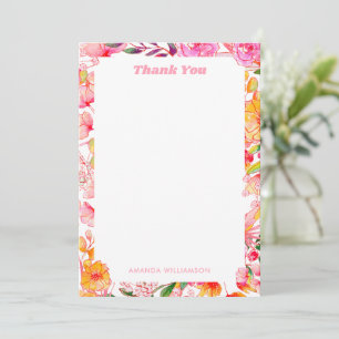 Tarjeta De Agradecimiento Floral Naranja Rosa Graduación Grad 2026 Estético