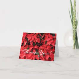 Tarjeta De Agradecimiento Floral navideña de Navidades de la Poinsettias Roj