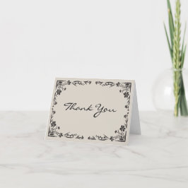 Tarjeta de agradecimiento floral negra con mensaje