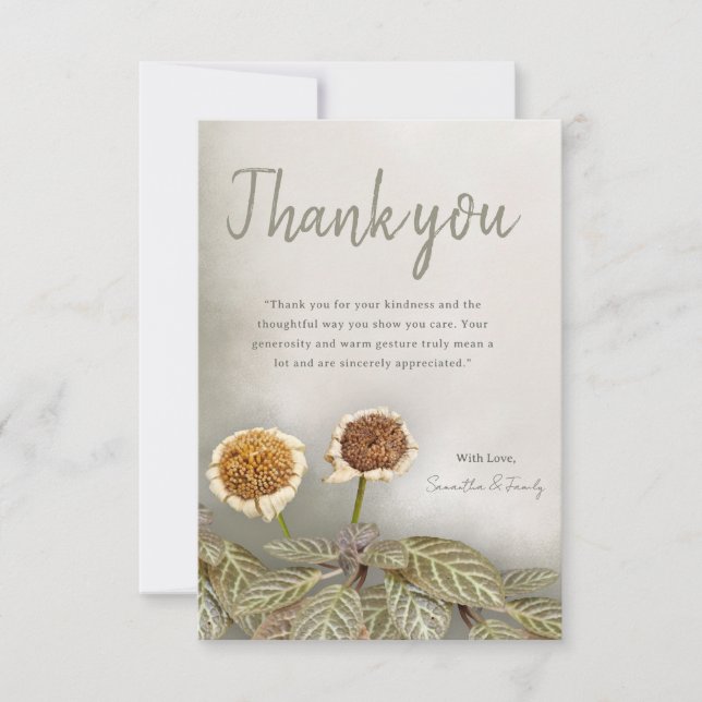 Tarjeta de agradecimiento floral neutra minimalist (Anverso)
