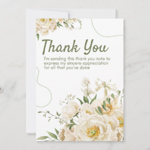 Tarjeta de agradecimiento floral orgánica verde