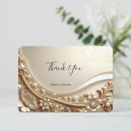 Tarjeta de agradecimiento floral ornamentada elega