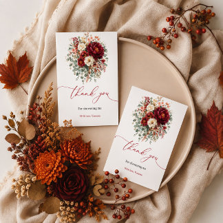 Tarjeta de agradecimiento floral otoñal bohemio de