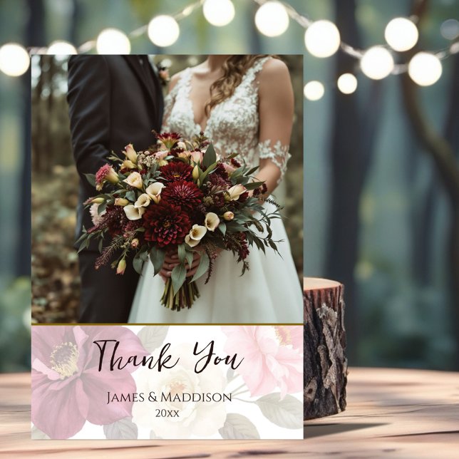 Tarjeta De Agradecimiento Floral otoñal de Fox juguetona (Subido por el creador)