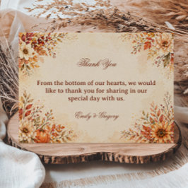 Tarjeta De Agradecimiento Floral Otoño Cálido