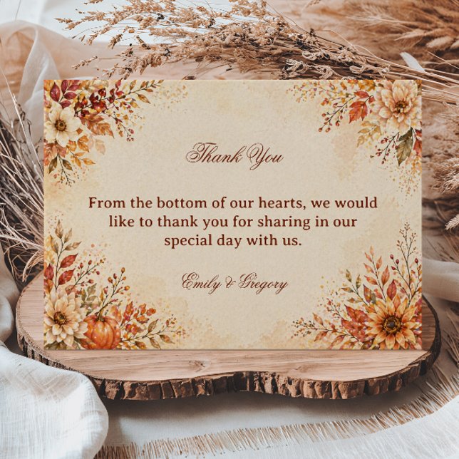 Tarjeta De Agradecimiento Floral Otoño Cálido (Subido por el creador)