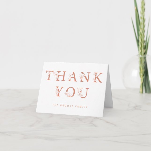Tarjeta De Agradecimiento Floral Outline Thank You Card | Terracotta Baby (Anverso)