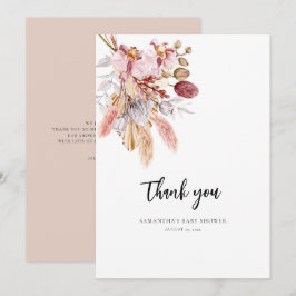 Tarjeta De Agradecimiento Floral Pampas Grass Watercolor Baby Shower