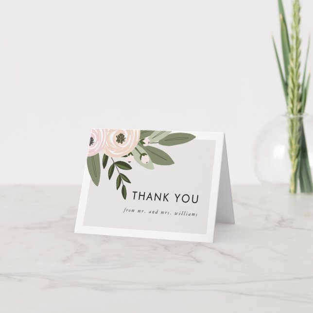 Tarjeta de agradecimiento floral para boda (Anverso)