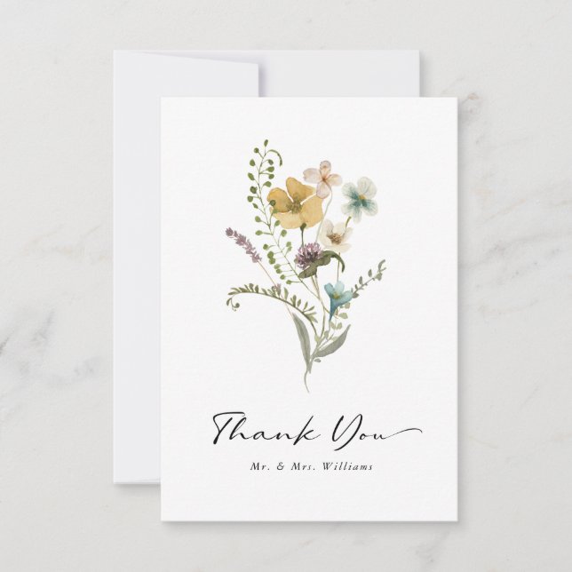 Tarjeta de agradecimiento floral para despedida de (Anverso)