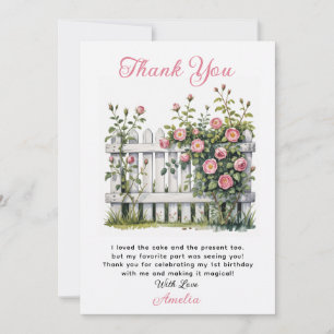 Tarjeta de agradecimiento floral para el primer cu