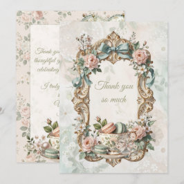 Tarjeta de agradecimiento floral para fiesta de té