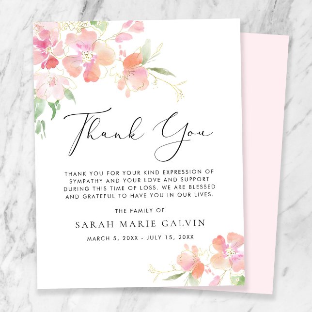Tarjeta de agradecimiento floral para funeral (Subido por el creador)