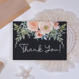 Tarjeta De Agradecimiento Floral Pastel Verde Melocotón Marino 