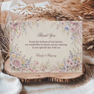 Tarjeta De Agradecimiento Floral Pastel Vintage Gratitud