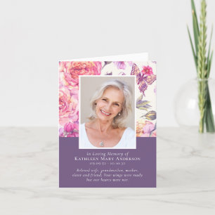 Tarjeta De Agradecimiento Floral Peony Photo Funeral Sympathy Doblado