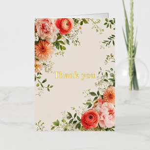 Tarjeta de agradecimiento floral personalizada con