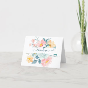 Tarjeta De Agradecimiento Floral personalizada con acuarela rosa y naranja t
