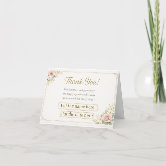 Tarjeta de agradecimiento floral personalizada | E (Anverso)