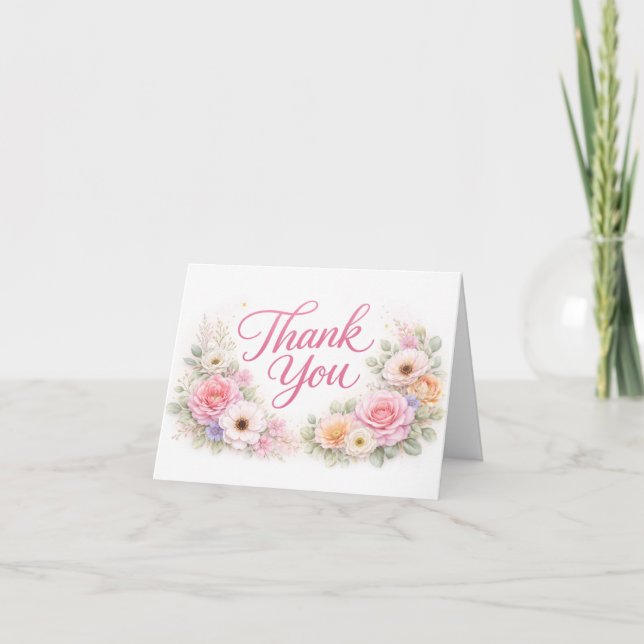 Tarjeta de agradecimiento floral personalizada | E (Anverso)