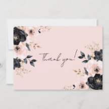 Tarjeta de agradecimiento floral personalizada ros