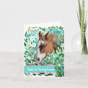 Tarjeta de agradecimiento floral plana de cabalgat