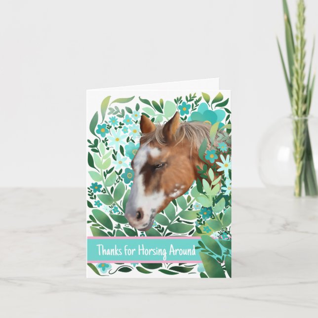 Tarjeta de agradecimiento floral plana de cabalgat (Anverso)