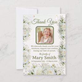 Tarjeta de agradecimiento floral plana en memoria 