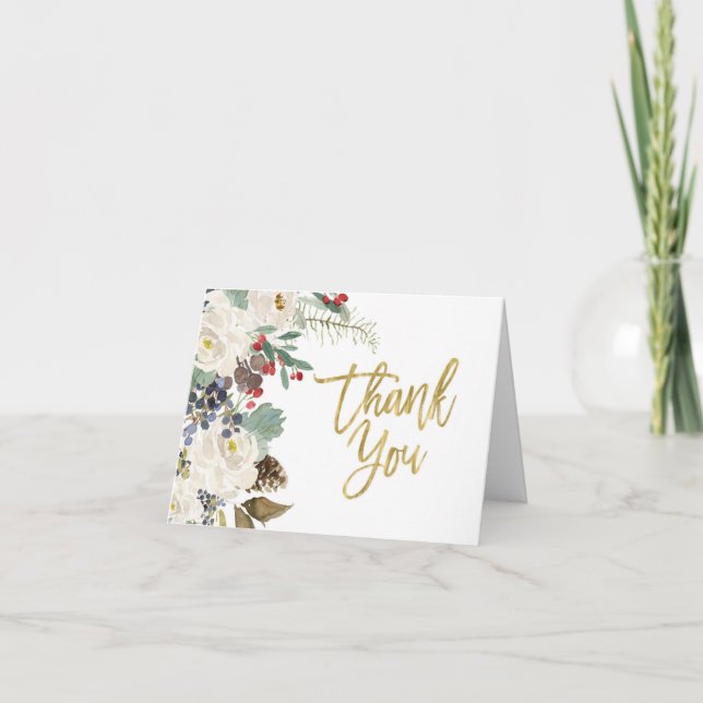 Tarjeta de agradecimiento floral plegada a los nav (Anverso)