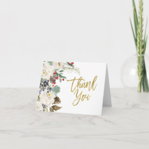 Tarjeta de agradecimiento floral plegada a los nav