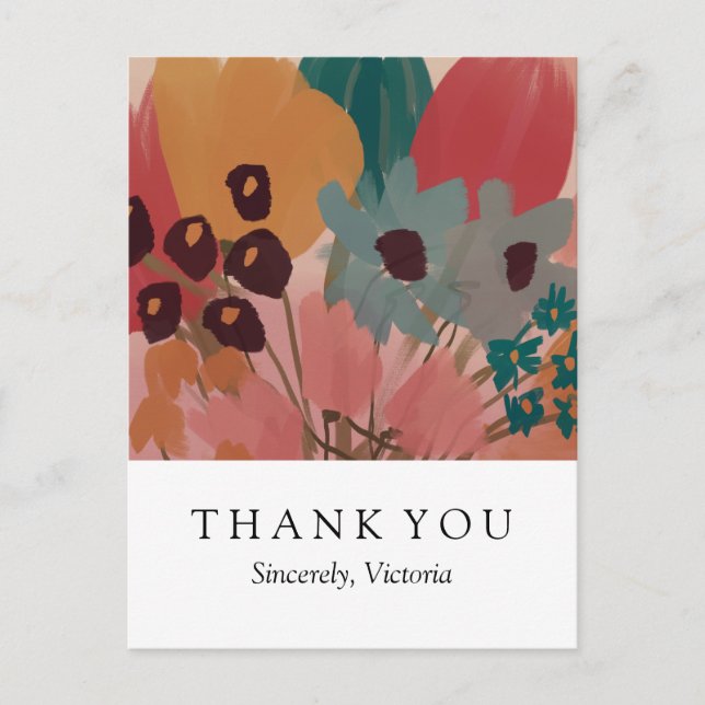 Tarjeta de agradecimiento floral - postal (Anverso)