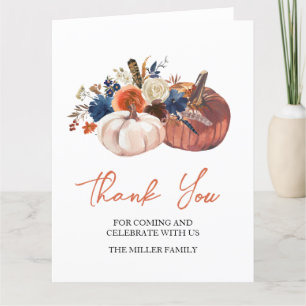 Tarjeta De Agradecimiento Floral Pumpkins autumn Thank you card