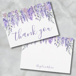 Tarjeta De Agradecimiento Floral Purple Quinceañera Birthday