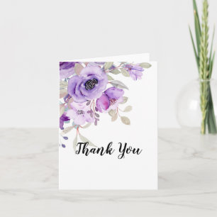 Tarjeta de agradecimiento floral púrpura
